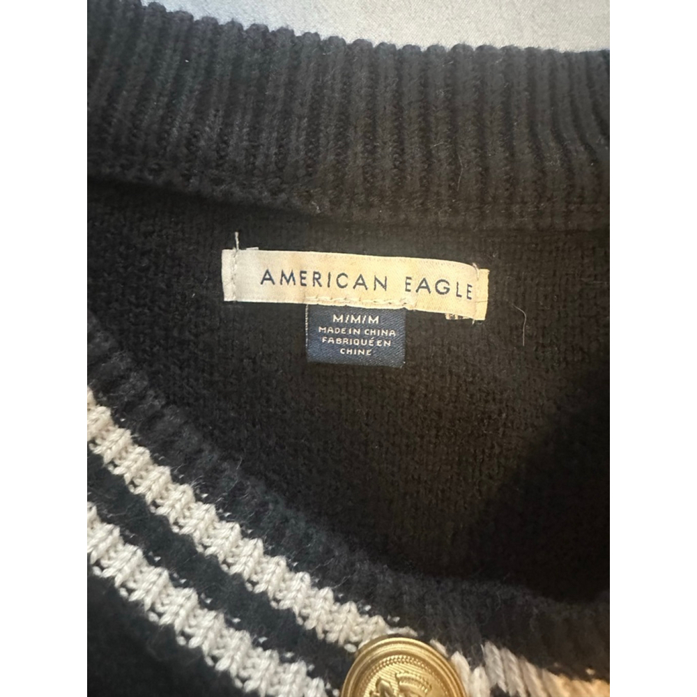 American Eagle Black and White Cropped Cardigan Women's M - Picture 2 of 3